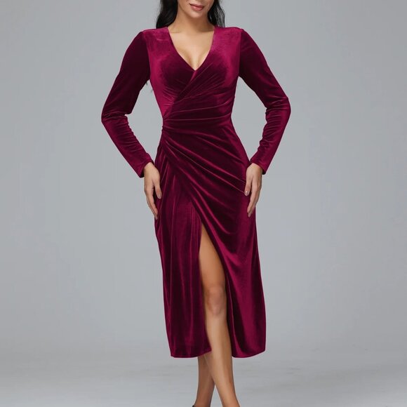 Women Frachie by J velvet red dress sz L - Picture 3 of 7